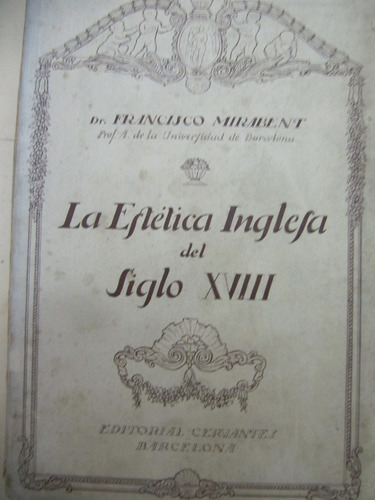 La Estetica Inglesa Del Siglo Xviii  Mairabent  1928