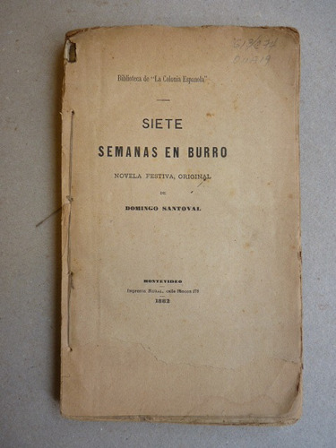 Santoval, D. Siete Semanas En Burro. 1882