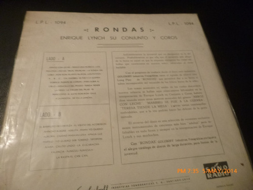 Vinilo Lp De Enrique Lynch --rondas (u903
