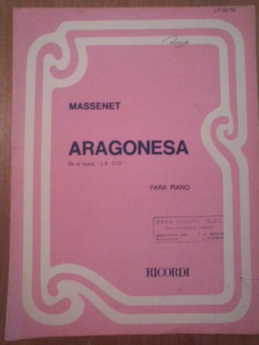 Massenet - Aragonesa Para Piano
