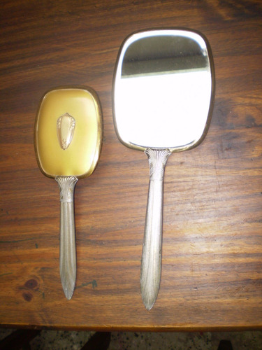 Set Antiguo De Cepillo Y Espejo Biselado
