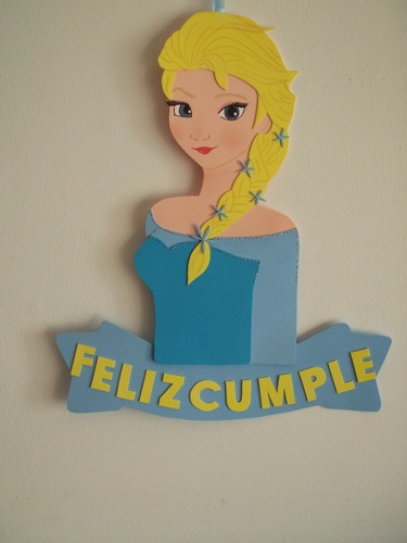 Cartel Cumpleaños - Elsa Frozen - Goma Eva 40 X 19 Cm