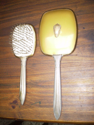 Set Antiguo De Cepillo Y Espejo Biselado