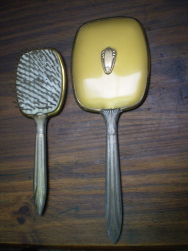 Set Antiguo De Cepillo Y Espejo Biselado