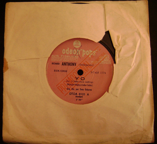 Richard Anthony-promo-vinilo Simple-muybuen Estado-oca