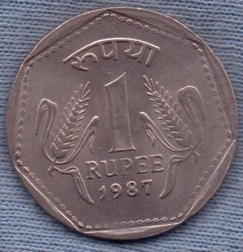 India 1 Rupee 1987 * Leones *