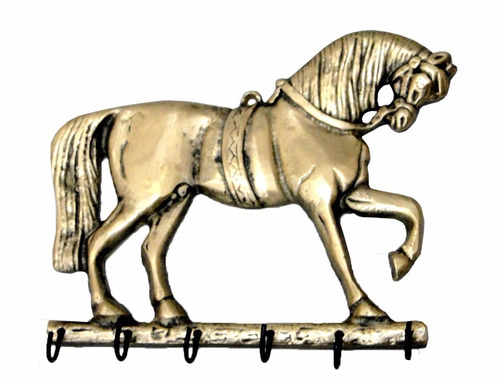 Porta Chaves 6 Pinos Cavalo Bronze Decoração Animal Organiza