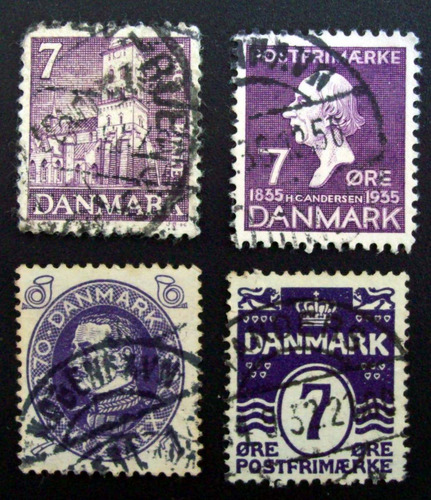 Dinamarca - Lote 4 Sellos Altos Usados L3244