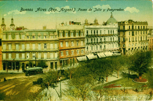 Antigua Postal Paseo De Julio Y Pueyrredón Buenos Aires