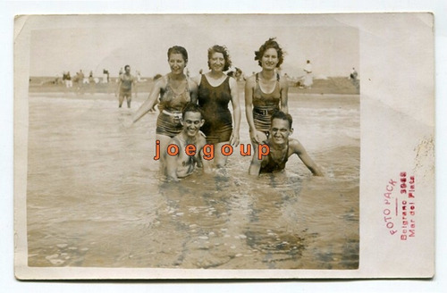 Foto Hombres Mujeres Traje De Baño Playa Mar Del Plata 1937