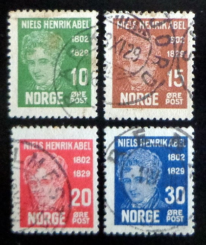 Noruega, Serie Yv. 141-44 Niels H. Abel 29 Usada L7312