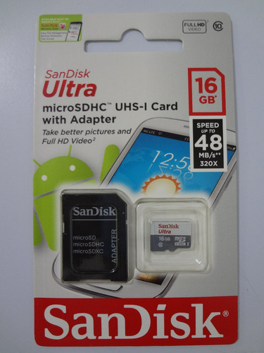 Cartão Micro Sd Sandisk Ultra 16gb Classe 10 Uhs-1 Lacrado