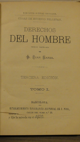 Derechos Del Hombre D Juan Landa 2 Tomos 1876