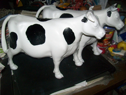 Gcg Lote De 2 Vacas Blancas 40 Cm Grandes De Plastico Retro