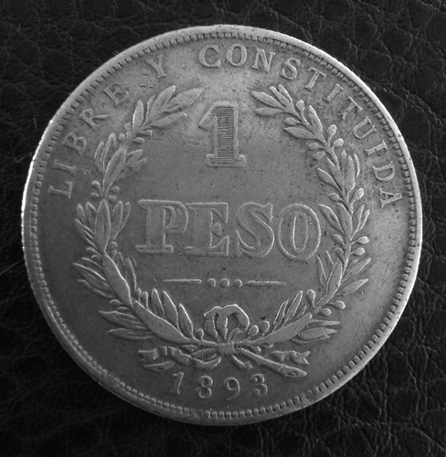 [sc] Uruguay Escasísima 1 Peso Falso Época Plata 1893 Bs As