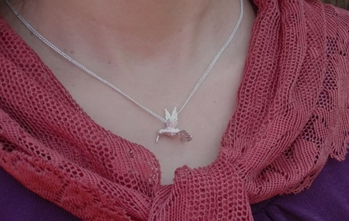 Imagen 6 de 10 de Juego De Cadena Aretes Dije De Colibrí Plata Ley 925 Solida