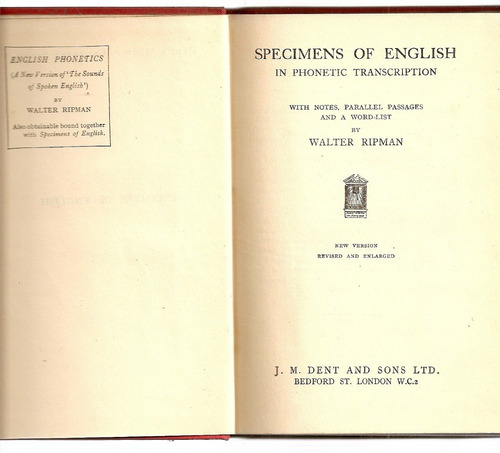 Specimens Of English - Walter Ripman