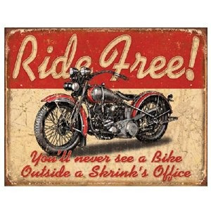 Free Ride Motorcycle Lamentando Retro Vintage Estaño Sesión