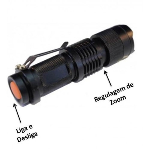 Mini Lanterna Tática 16.66w - 1000 Lumens Led Cree Q5 + Zoom