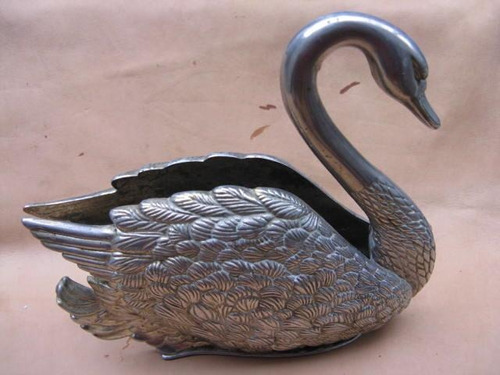 Mundo Vintage:  Antiguo Porta Servilleta De Metal Cisne Ayt