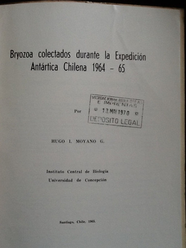 Bryozoa Colectados Expedición Antártica 1964- Hugo Moyano