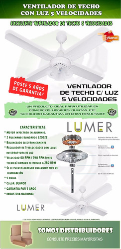 Ventilador De Techo 605 3 Tulipas Nacional 5 Años D Garantia--18 Cuotas Sin Interes