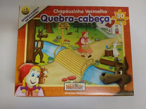 Quebra-Cabeça Cubos Chapeuzinho Vermelho - Jogo Infantil de Madeira