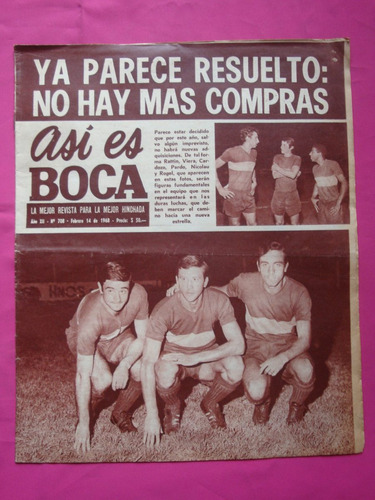 Revista Asi Es Boca N° 708 Año 1968 - Nuevos Refuerzos