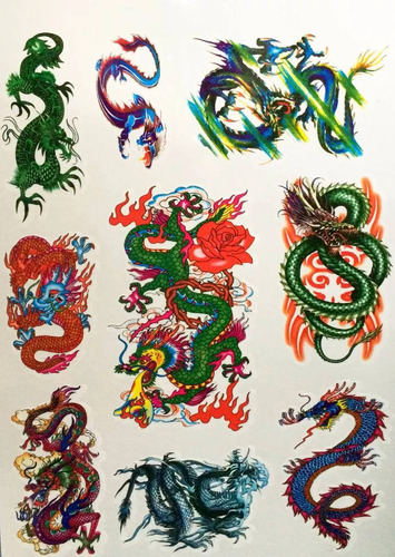 Imagem 6 de 6 de Kit Com 60 Tatuagens Dragões Temporárias Tattoo N24