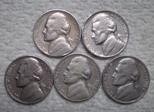 Estados Unidos Five 5 Cents 1961 1964 1969d Centavos Usa C/u