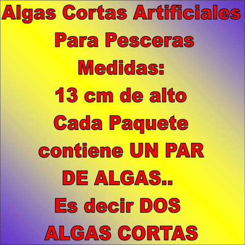 Imagen 6 de 10 de Set (2) 4 Algas Cortas Decorativa Artificiales Peceras Peces