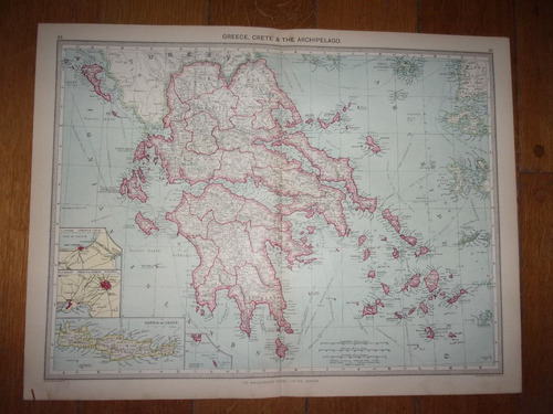 Grecia, Creta Y El Archipiélago Mapa Del Año1903 