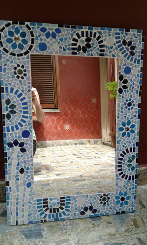 Espejo Venecitas 50x70 Diseño Hogar Baño. Colores Azules