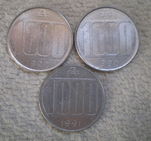 Argentina 1000 Australes 1990 1991 Moneda Aluminio Km#105