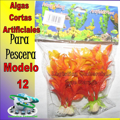 Imagen 5 de 10 de Set (2) 4 Algas Cortas Decorativa Artificiales Peceras Peces