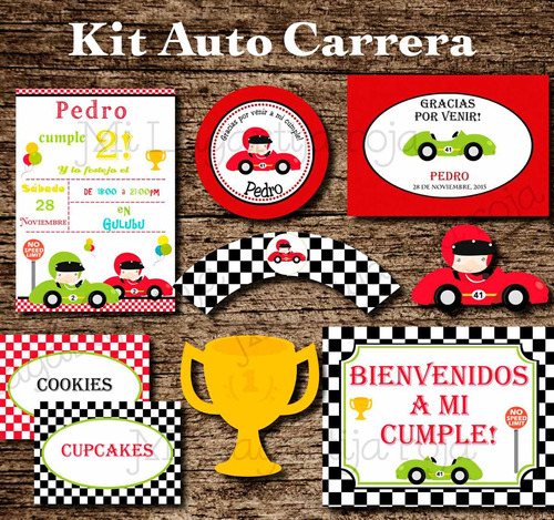 Kit Imprimible Auto Carrera - Cumpleaños Auto Carrera