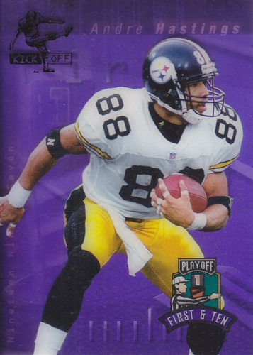 1997 Playoff First & Ten Kickoff Andre Hastings Wr Steelers