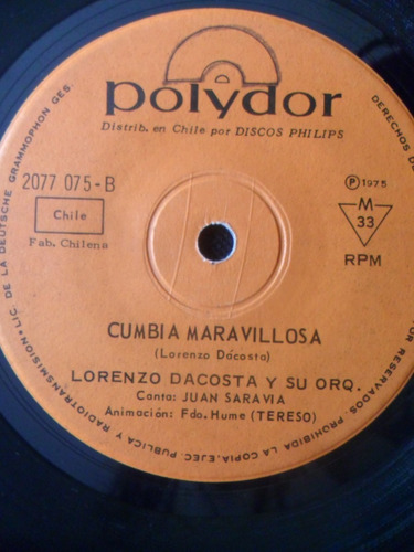 Single Lorenzo Dacosta Y Su Orquesta Mariposas