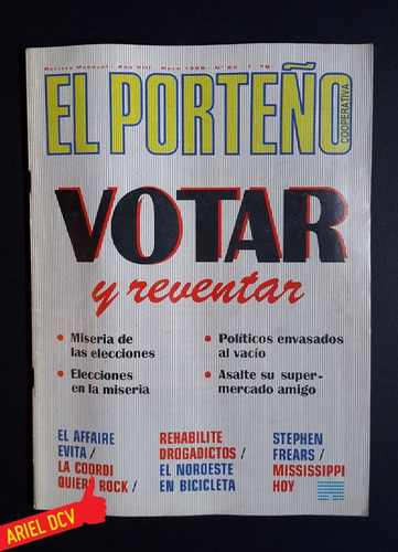 Revista El Porteño N°89 | May1989 | Votar | Saqueos | Evita