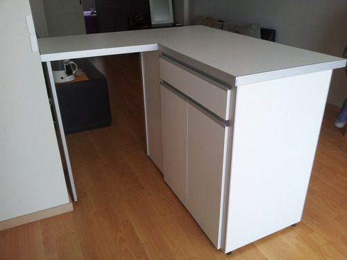 Imagen 3 de 6 de Desayunador, Barra, Isla, Con Cajonera, Mueble Con Estantes