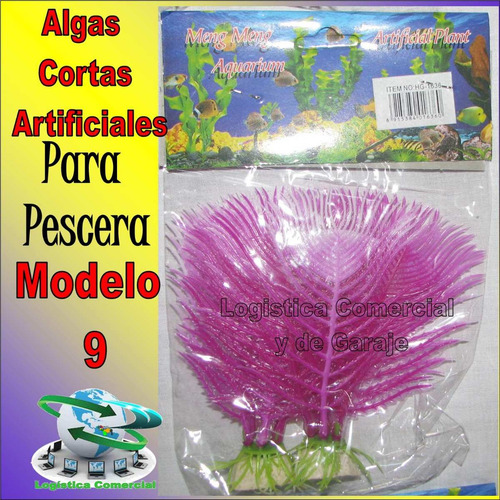 Imagen 4 de 10 de Set (2) 4 Algas Cortas Decorativa Artificiales Peceras Peces