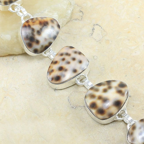 Imagen 1 de 2 de Pulsera Mujer Piedra Natural Jasper Plata Boho Étnico Moda