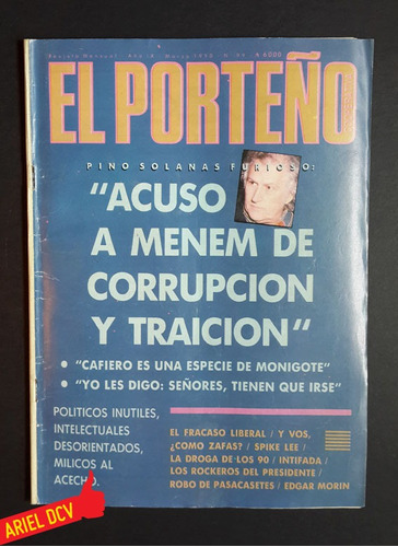 Revista El Porteño N°99 | Mar1990 | Pino Solanas | Menem