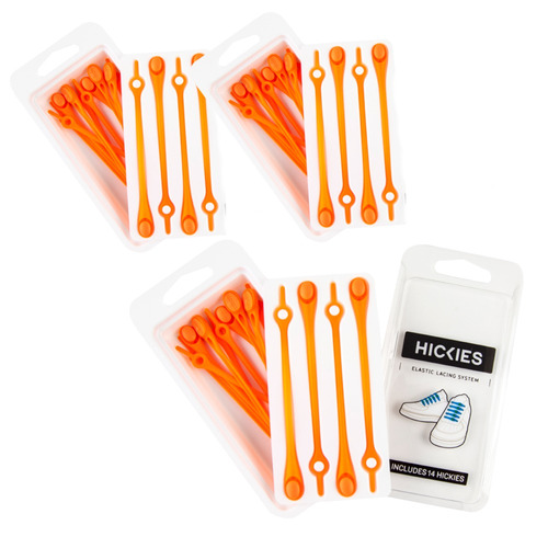 Cordones Elásticos Hickies Para Zapatillas Naranja Pack X3