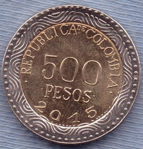 Imagen 2 de 2 de Colombia 500 Pesos 2015 Bimetalica * Rana *