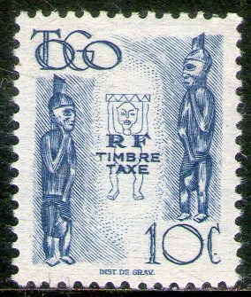 Togo Sello Mint Figuras Talladas Para Uso En Taxe Año 1947