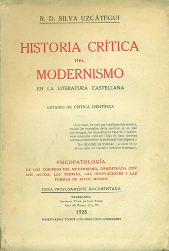Historia Crítica Del Modernismo - Silva Uzcátegui, R.d.