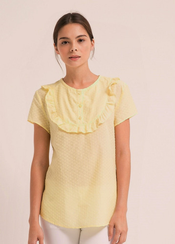 Blusa Amarillo Pastel Marca Mango Talla L