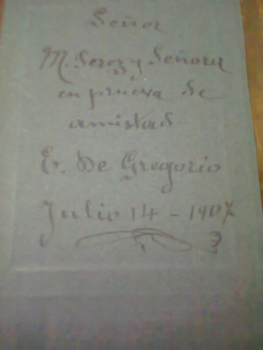 Foto Carton Antigua Dedicada Y Firmada 1906