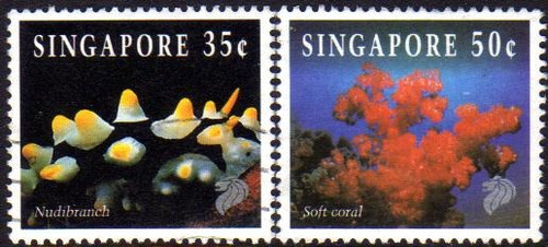 Singapur Serie X 2 Sellos Usados Flores De Coral Año 1993